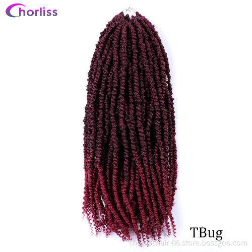 Wholesale Ombre Black Burg Pre Passion Twist Crochet Braiding Hair 22'' Synthetic Crochet Braid Hair Extension For Women